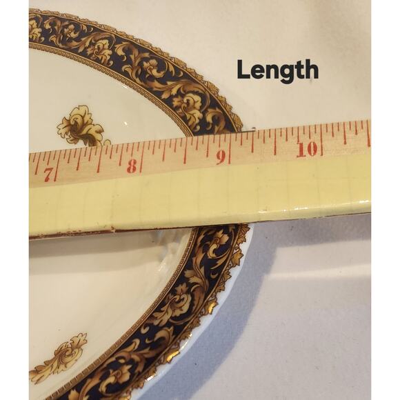 T. Limoges Bacchus Reticulated Porcelain Bowl Cobalt Blue 24K Gold French Design - Picture 4 of 5